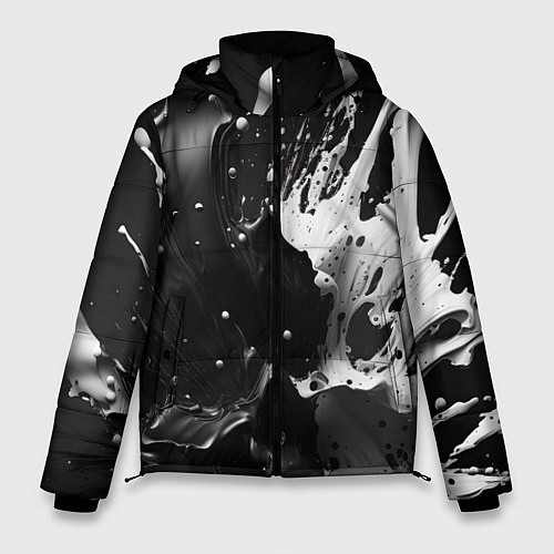 Мужская зимняя куртка Брызги красок - белая и черная / 3D-Светло-серый – фото 1