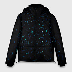 Куртка зимняя мужская Абстрактные неоновые светло-синие линии шара, цвет: 3D-светло-серый