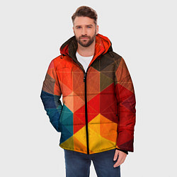 Куртка зимняя мужская Абстрактная геометрия мозаика, цвет: 3D-черный — фото 2