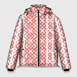 Куртка зимняя мужская Абстрактный красный ребристый паттерн, цвет: 3D-красный
