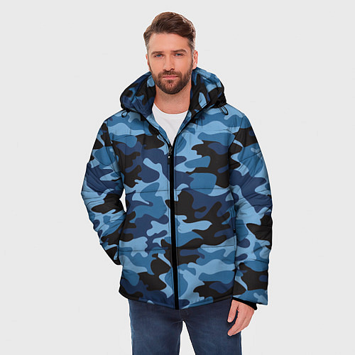 Мужская зимняя куртка Сине-черный камуфляж / 3D-Красный – фото 3