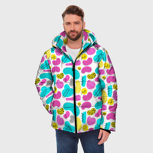 Мужская зимняя куртка Geometric pattern / 3D-Светло-серый – фото 3