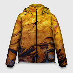 Куртка зимняя мужская Абстрактное жидкое золото, цвет: 3D-красный