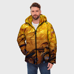 Куртка зимняя мужская Абстрактное жидкое золото, цвет: 3D-красный — фото 2