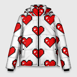Куртка зимняя мужская Сердца в стиле пиксель-арт, цвет: 3D-черный
