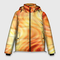 Куртка зимняя мужская Абстрактные оранжево-жёлтые солнечные волны, цвет: 3D-черный
