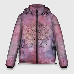 Куртка зимняя мужская Мандала гармонии, фиолетовая, космос, цвет: 3D-светло-серый