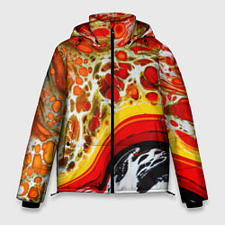 Куртка зимняя мужская Брызги краски - красные, оранжевые разводы, цвет: 3D-черный