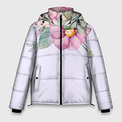 Куртка зимняя мужская Пастельные цветы акварелью - наверху, цвет: 3D-светло-серый