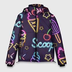 Куртка зимняя мужская Неоновые надписи sweet scoop, цвет: 3D-черный
