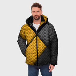 Куртка зимняя мужская Желтая текстурная линия, цвет: 3D-черный — фото 2