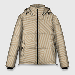 Куртка зимняя мужская Бежевый цвет с геометрическим узором, цвет: 3D-черный
