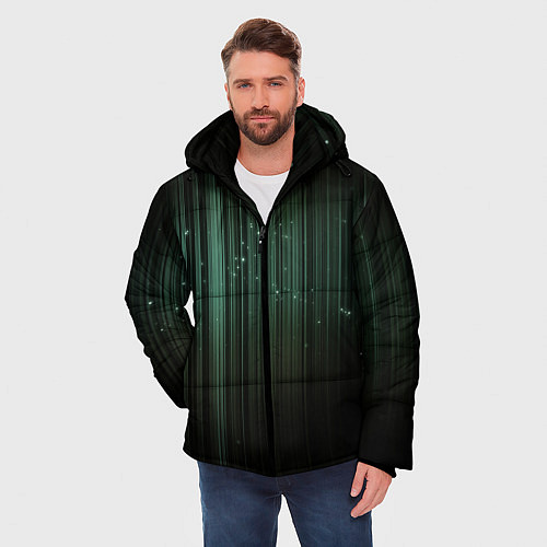Мужская зимняя куртка Музыкальный зеленый спектр / 3D-Красный – фото 3