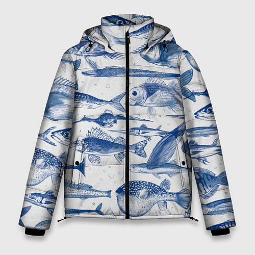 Мужская зимняя куртка Морские рыбы / 3D-Светло-серый – фото 1