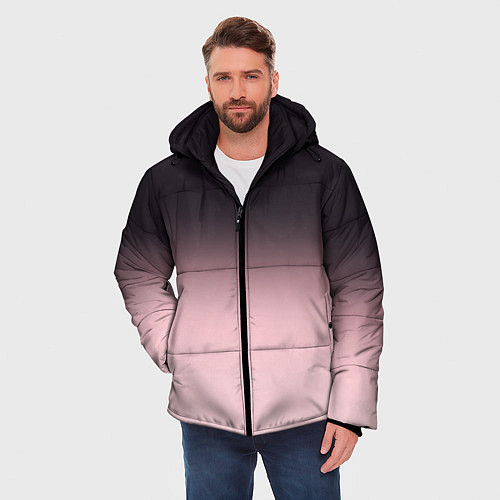 Мужская зимняя куртка Градиент: от черного к розовому / 3D-Светло-серый – фото 3