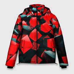 Куртка зимняя мужская Черно красные кубы, цвет: 3D-черный