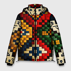 Куртка зимняя мужская Русский узор крестиком, цвет: 3D-светло-серый