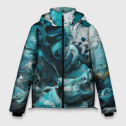 Куртка зимняя мужская Абстрактные голубые брызги краски, цвет: 3D-черный