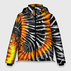 Куртка зимняя мужская Tie dye - тай дай в черно белую полоску, цвет: 3D-черный