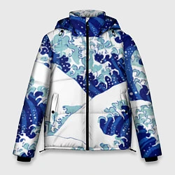 Куртка зимняя мужская Японская графика - волна - паттерн, цвет: 3D-черный