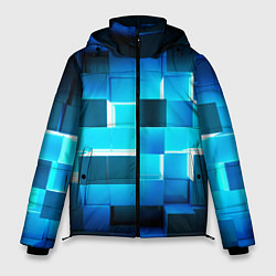 Куртка зимняя мужская Неоновые кубы с подсветкой, цвет: 3D-светло-серый