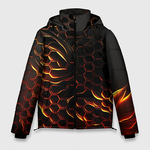 Мужская зимняя куртка Объемные огненные плиты / 3D-Светло-серый – фото 1