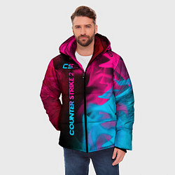 Куртка зимняя мужская Counter Strike 2 - neon gradient: по-вертикали, цвет: 3D-черный — фото 2