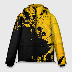Куртка зимняя мужская Пятна черной краски на желтом фоне, цвет: 3D-красный