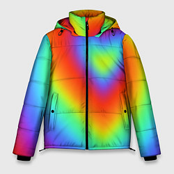 Куртка зимняя мужская Сердце - радужный градиент, цвет: 3D-черный