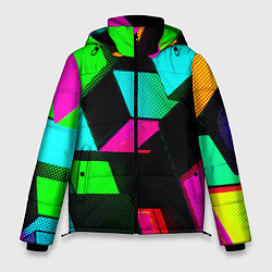 Куртка зимняя мужская Неоновые светящиеся кубики, цвет: 3D-светло-серый
