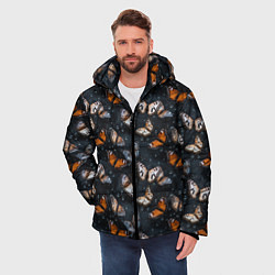 Куртка зимняя мужская Бабочки и капли - паттерн, цвет: 3D-черный — фото 2