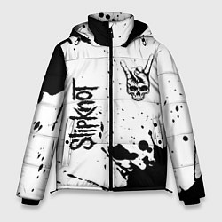 Куртка зимняя мужская Slipknot и рок символ на светлом фоне, цвет: 3D-черный