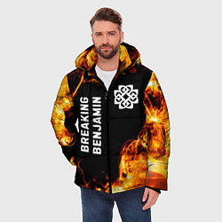 Куртка зимняя мужская Breaking Benjamin и пылающий огонь, цвет: 3D-черный — фото 2