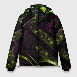 Мужская зимняя куртка Темные фиолетовые и зеленые вставки