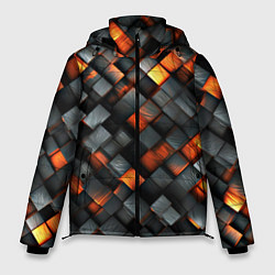 Куртка зимняя мужская Раскаленные блоки паттерн, цвет: 3D-черный