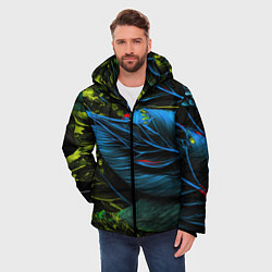 Куртка зимняя мужская Синий лист абстракция, цвет: 3D-светло-серый — фото 2