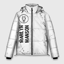 Куртка зимняя мужская Marilyn Manson glitch на светлом фоне: по-вертикал, цвет: 3D-черный