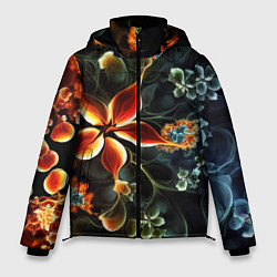 Куртка зимняя мужская Абстрактные цветы, цвет: 3D-черный