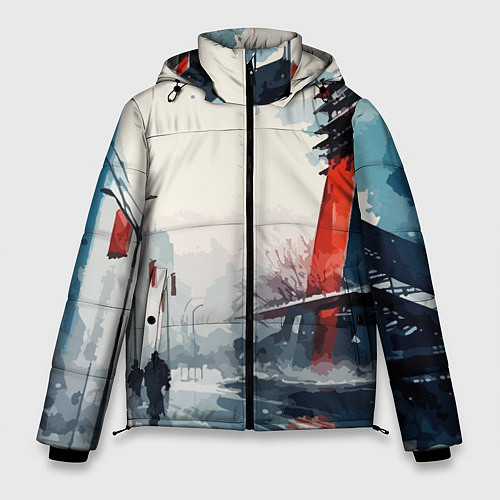 Мужская зимняя куртка Наш город - коллекция Бело-сине-красный - Хуф и Ся / 3D-Светло-серый – фото 1