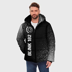 Куртка зимняя мужская Blink 182 glitch на темном фоне: по-вертикали, цвет: 3D-черный — фото 2