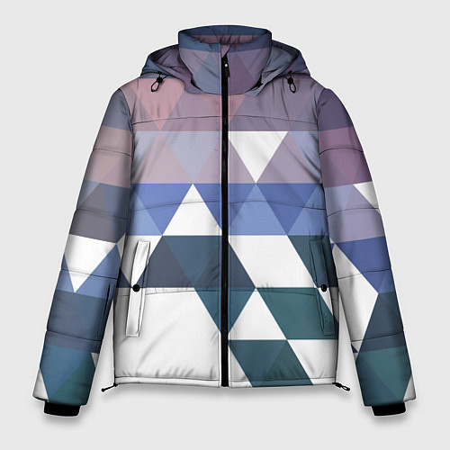 Мужская зимняя куртка Абстрактные разноцветные треугольники в паттерне / 3D-Светло-серый – фото 1