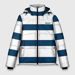Куртка зимняя мужская Бело-синий полосатый узор, цвет: 3D-черный