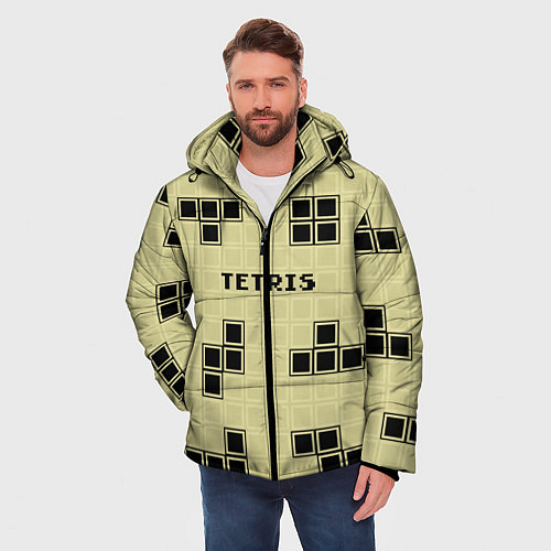 Мужская зимняя куртка Тетрис ретро / 3D-Светло-серый – фото 3