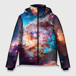 Мужская зимняя куртка Небула в космосе в голубо-розовых тонах - нейронна