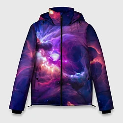 Куртка зимняя мужская Небула в космосе в фиолетовых тонах - нейронная се, цвет: 3D-красный