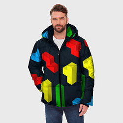 Куртка зимняя мужская Крупные фигуры из игры Тетрис, цвет: 3D-красный — фото 2