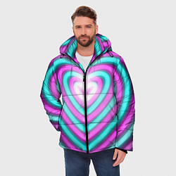 Куртка зимняя мужская Неоновые сердца, цвет: 3D-черный — фото 2
