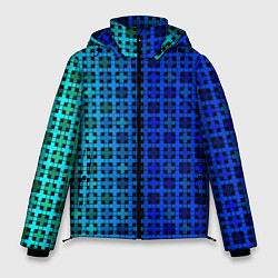 Куртка зимняя мужская Сине-зеленый геометрический узор, цвет: 3D-красный