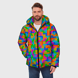 Куртка зимняя мужская Крупные блоки Тетрис, цвет: 3D-красный — фото 2