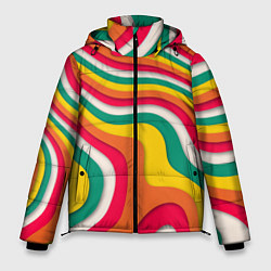 Куртка зимняя мужская Множество красочных линий, цвет: 3D-красный